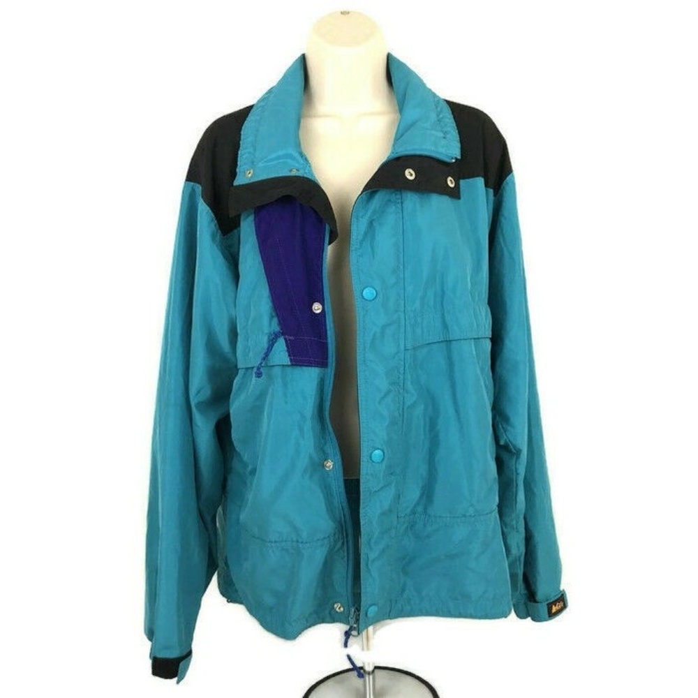 REI Windbreaker Vintage 1980's Color Block Green